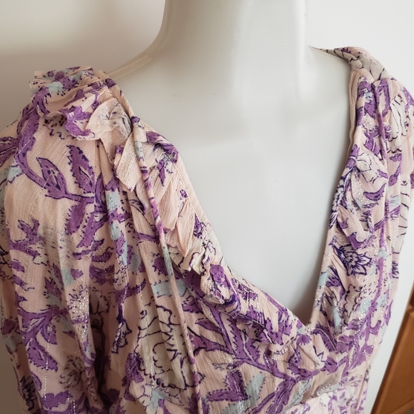 Hemant & Nandita Asia long sleeve mini dress pink lilac extra small XS - Picture 6 of 16